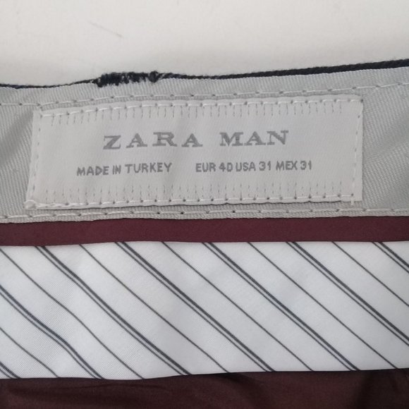 NEW ZARA MAN Blue Checked Pleated Trousers EU 40 US 31 - Picture 8 of 8